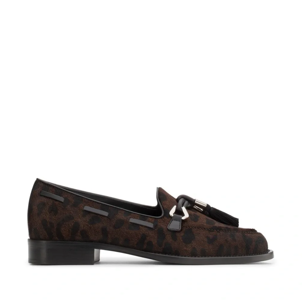 Giuseppe Zanotti Jean Pierre Leopard Calf Hair Tassel Loafers Italy Designer Lux